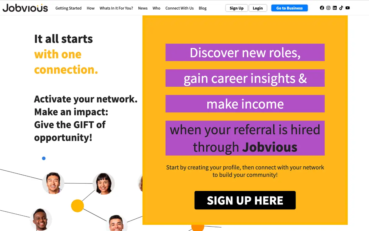 Screenshot of the public itsjobvious.com page