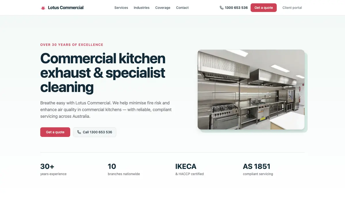 Screenshot of the public portal.lotuscommercial.com.au page
